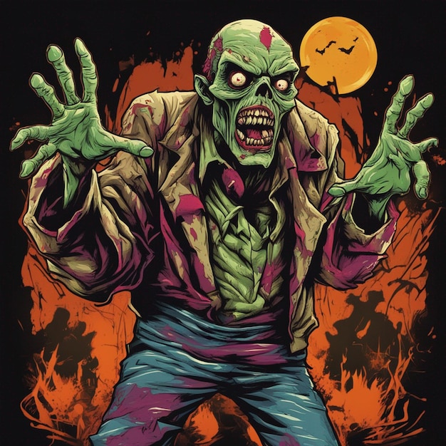 Scary zombie t shirt design