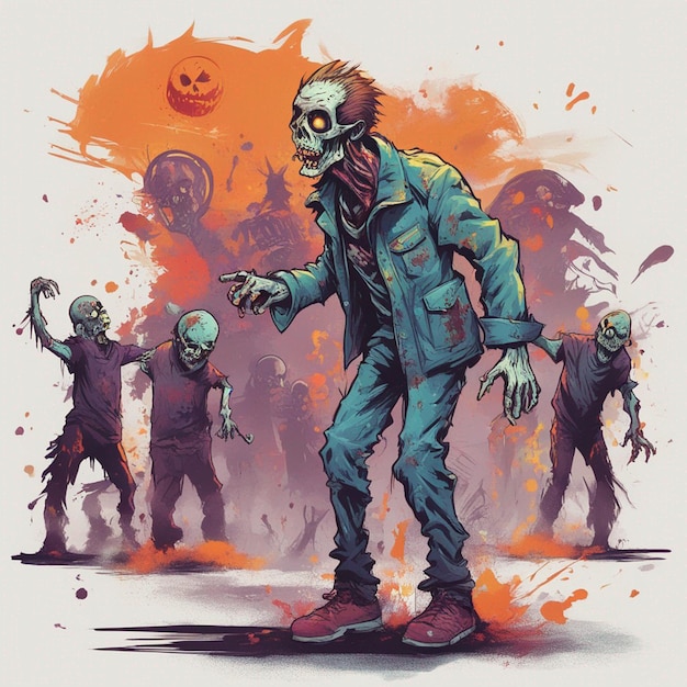 Photo scary zombie t shirt design