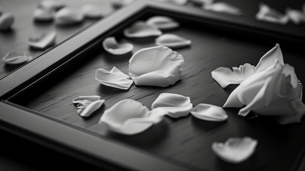 Scattered rose petals Classic black and white palette