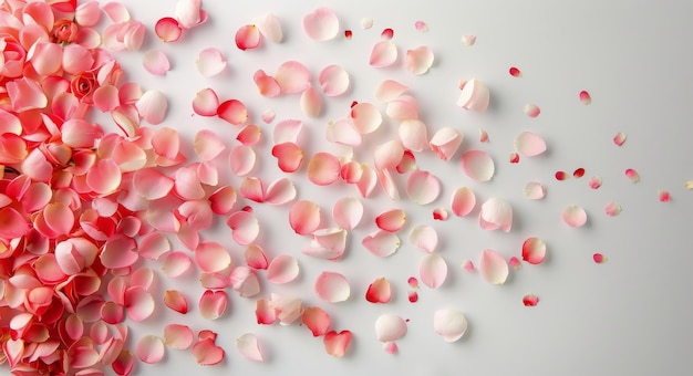 Scattered Rose Petals on a White Surface