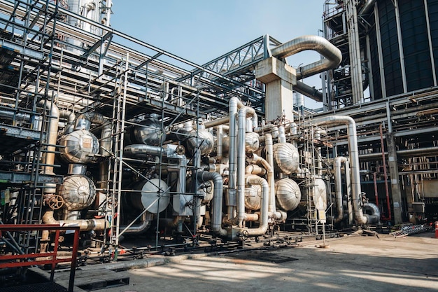 Scene afternoon of tank oil refinery plant tower and column tank oil