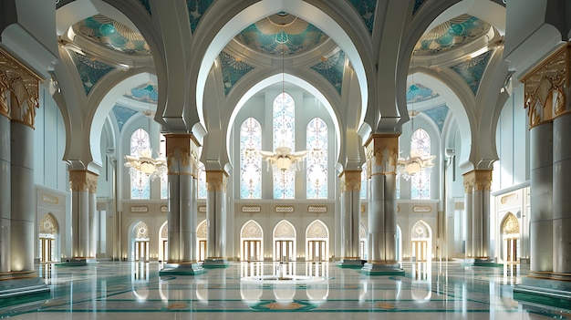 a scene of a church with a stained glass window