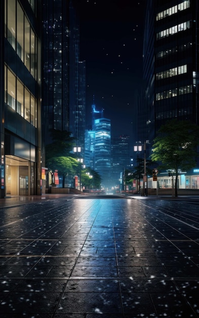 Scene of a Peaceful Urban Area at Night