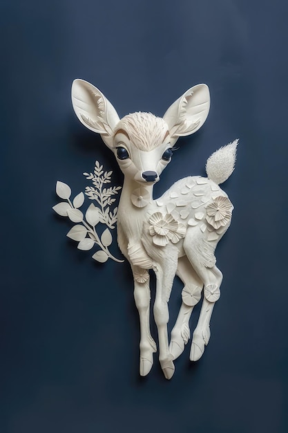 Photo a scene showing a deer made of paper