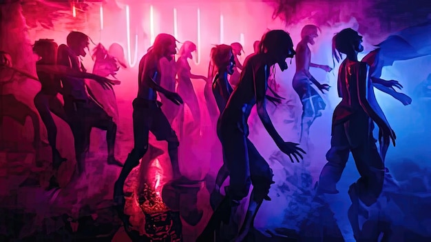 Photo a scene showing a group of people dancing in a nightclub