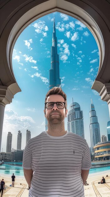 Photo a scene showing a man with a beard and glasses