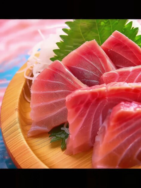 Photo a scene showing a plate of food with tuna