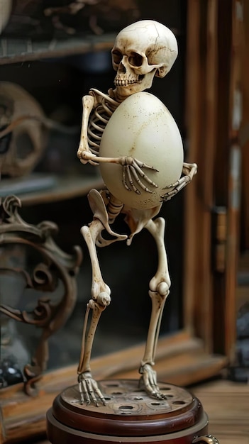 Photo a scene showing a skeleton holding a ball