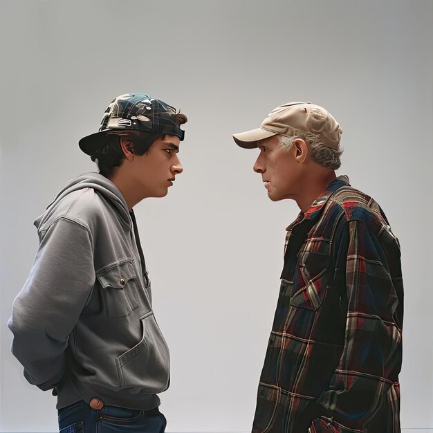 Photo a scene showing two men talking