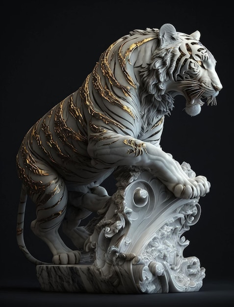 Photo a scene showing a white tiger statue