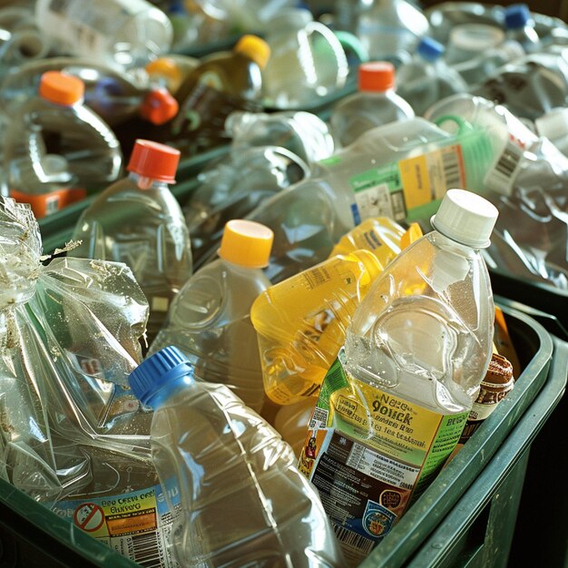 Photo a scene of someone recycling packaging from ecofriendly cleaning products