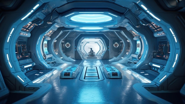 A scene in a VR game where a user is in a spaceship Created with Generative AI