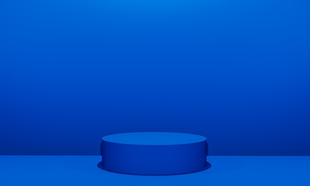 Scene with blue color podium for mock up presentation in minimalism style with copy space, 3d render abstract background design