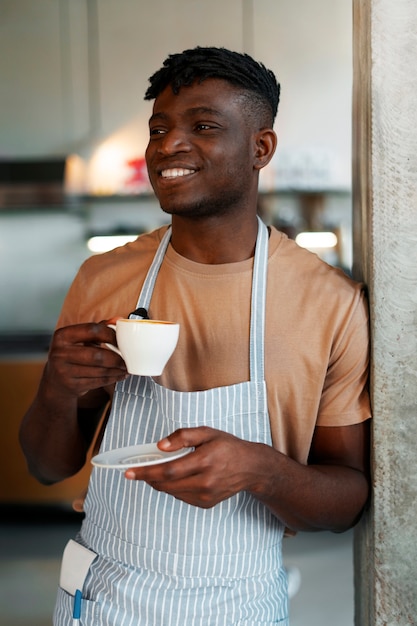 Scene with diverse people running their own business