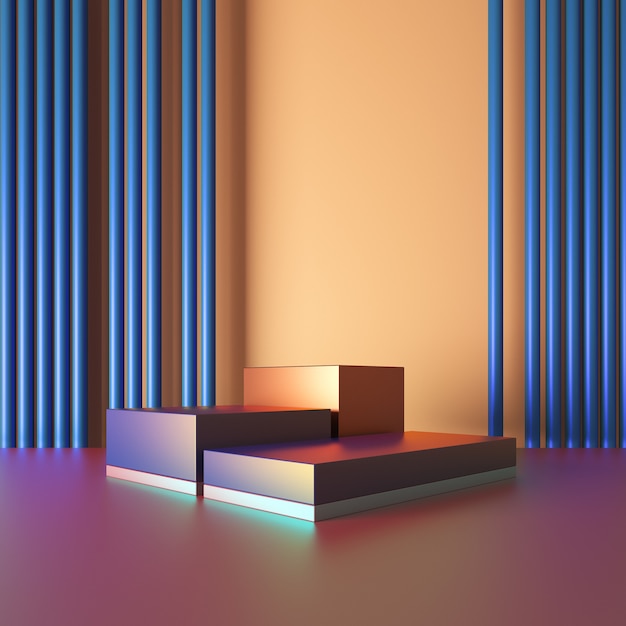 Scene with minimal glowing podium