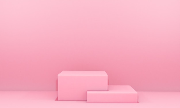 Scene with pink color podium for mock up presentation in minimalism style with copy space, 3d render abstract background design