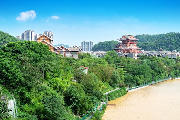 Scenery of Liujiang River, Liuzhou, Guangxi, China.