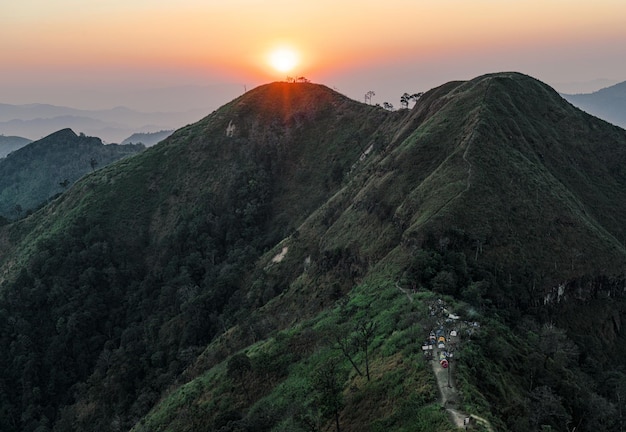 Scenery nature and mountain with sunset for holiday