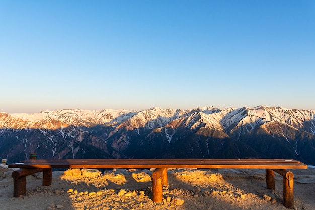 Scenery of Snow mountain range of Norther Japan Alps Chubu-Sangaku Park.