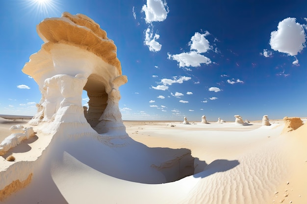 Scenery of the White Desert in Egypts Farafra region in the summertime complete with rock formations