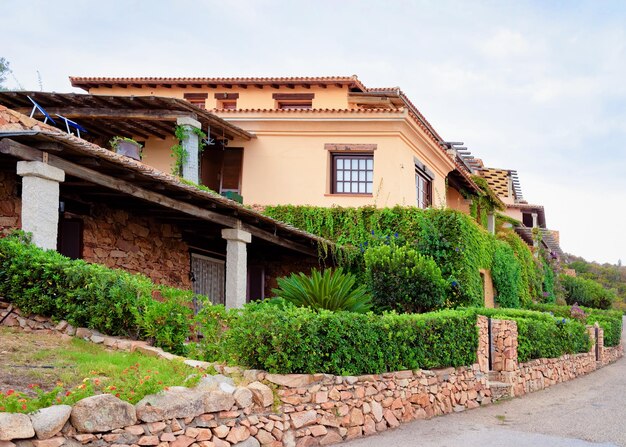 Scenery with House and cottage in Capo Coda Cavallo, San Teodoro in Olbia-Tempio province, Sardinia island, in Italy