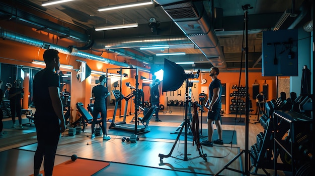 Photo behind the scenes of a fitness photoshoot