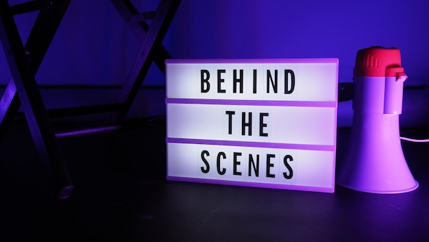 Behind the scenes text on letterboard Lightbox or Cinema Light box