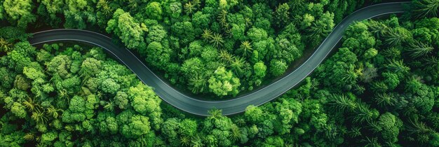 Scenic Aerial View of Forest Road Generative AI