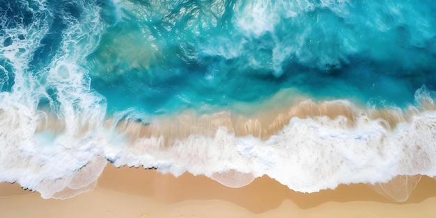 Scenic Aerial View of a Stunning Beach with Blue Waves Perfect for a Vacation Background Concept Vacation Beach Aerial View Scenic Blue Waves