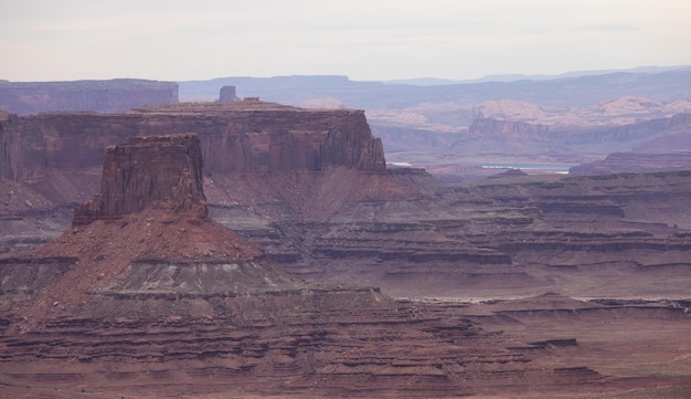 Scenic American Landscape and Red Rock Mountains in Desert Canyon