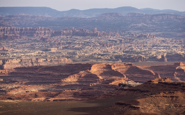 Scenic American Landscape and Red Rock Mountains in Desert Canyon