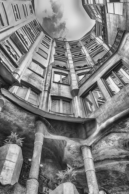 Scenic atrium of Casa Mila La Pedrera Barcelona Catalonia Spain