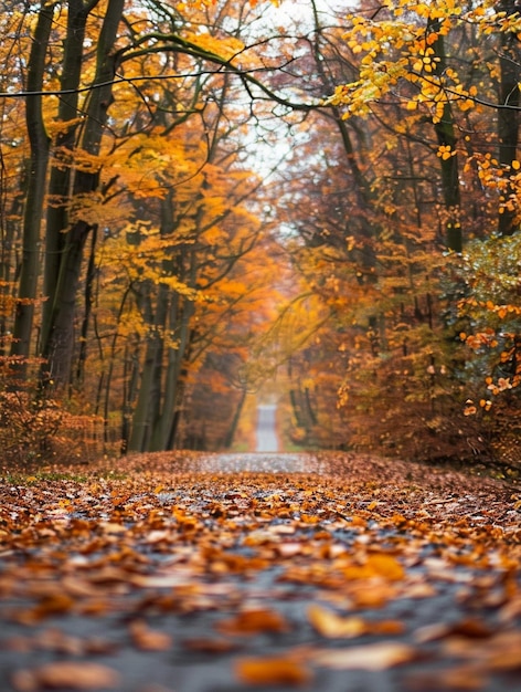 Photo scenic autumn forest pathway with colorful foliage