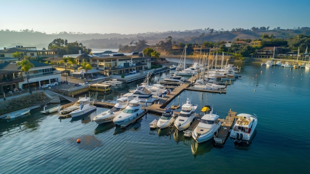 Scenic Coastal Marina with Surveillance Cameras Ensuring Safety and Security of Boats and Visitors