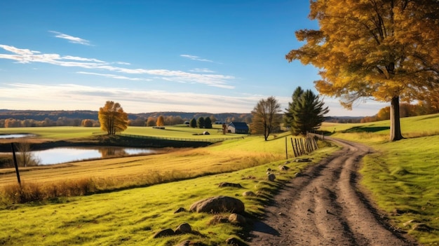 Scenic countryside landscape on Thanksgiving morning