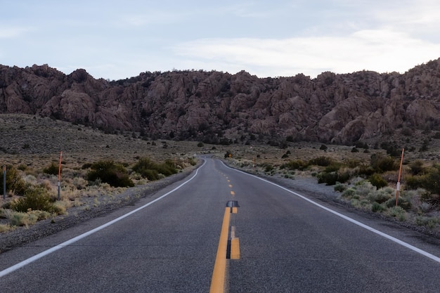 Scenic highway in the mountain landscape sunset sky