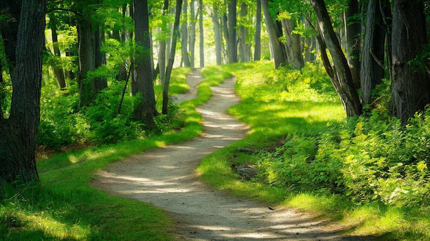 Photo scenic hiking trails winding through a lush forest