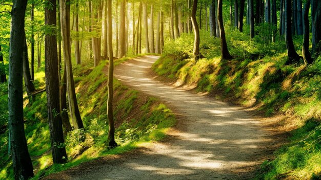 Photo scenic hiking trails winding through a lush forest