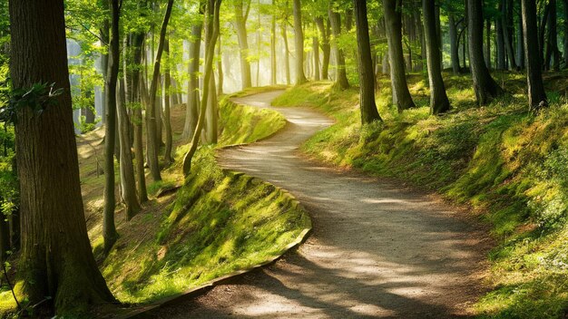 Photo scenic hiking trails winding through a lush forest