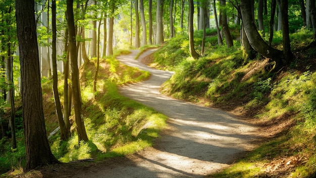 Photo scenic hiking trails winding through a lush forest