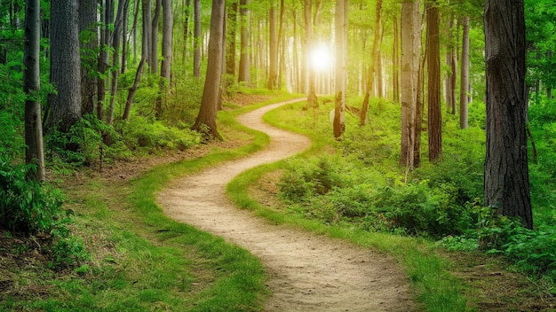 Photo scenic hiking trails winding through a lush forest