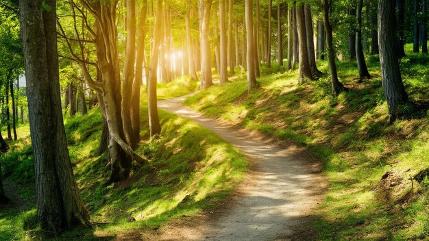 Photo scenic hiking trails winding through a lush forest