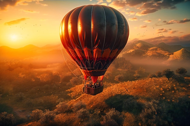 A scenic hot air balloon ride with panoramic views and a champagne breakfast