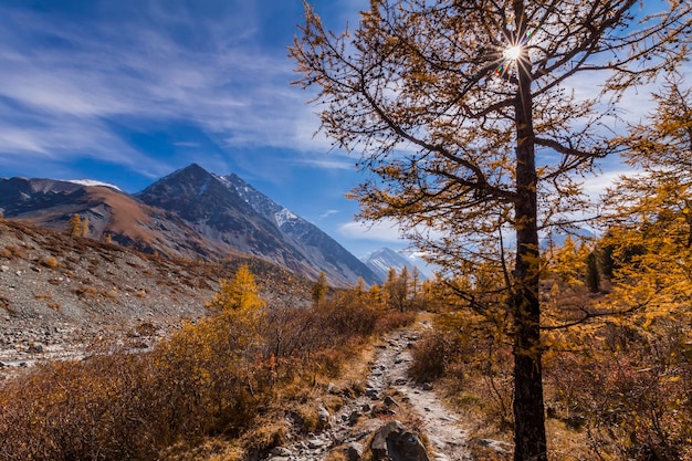 Scenic mountain landscape in the autumn Altai Mountains