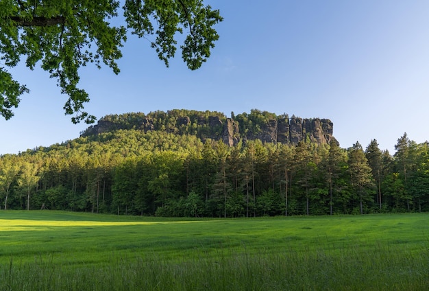 Scenic mountain landscape Saxon Switzerland Germany Lilienstein