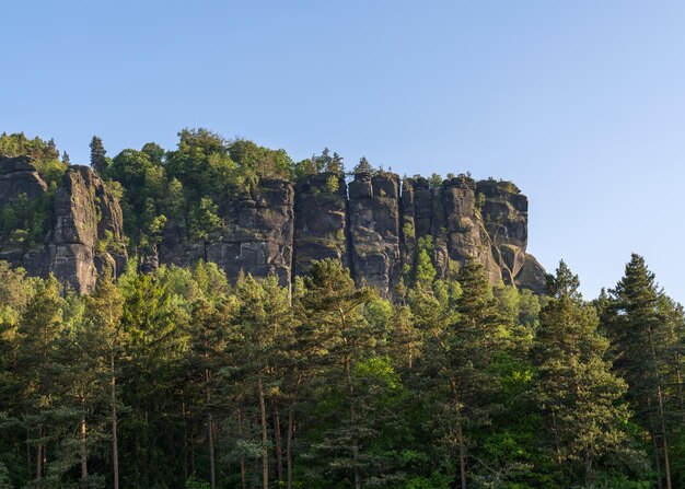 Scenic mountain landscape Saxon Switzerland Germany Lilienstein