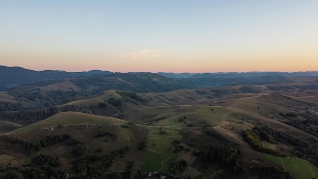 Scenic nature scene over beautiful hills in Romania.