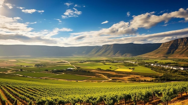 Photo scenic photo over vineyards in the western cape of south africa showcasing the huge wine industry of