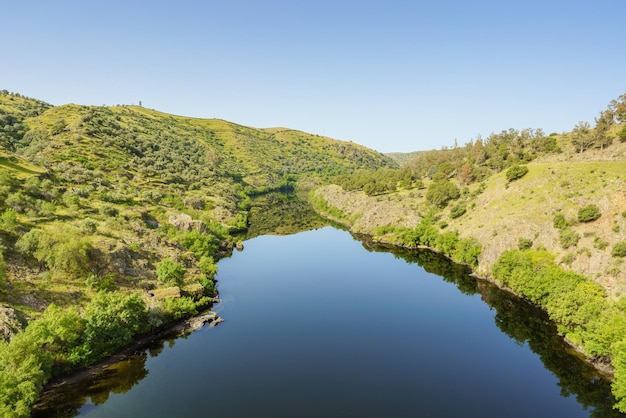 Scenic River Tagus landscape in Extremadura Spain