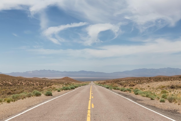 Scenic road in the desert of american nature landscape